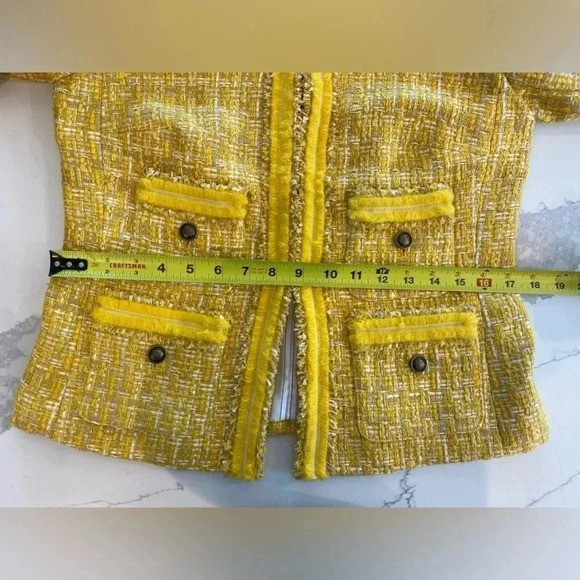 Talbots Classic Lined Butter Yellow Tweed Career Blazer Jacket Women's Small EUC - Picture 9 of 16